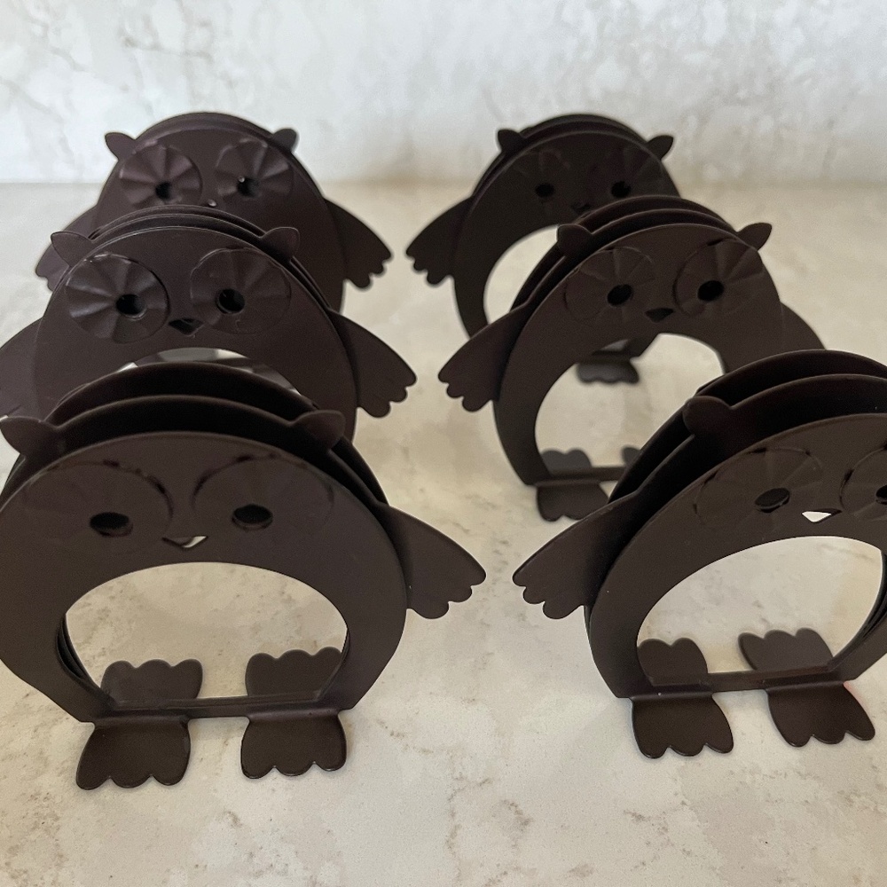Set of 6 Tag Owl Napkin and Place Card Rings